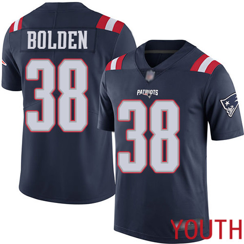 New England Patriots Football 38 Rush Vapor Limited Navy Blue Youth Brandon Bolden NFL Jersey